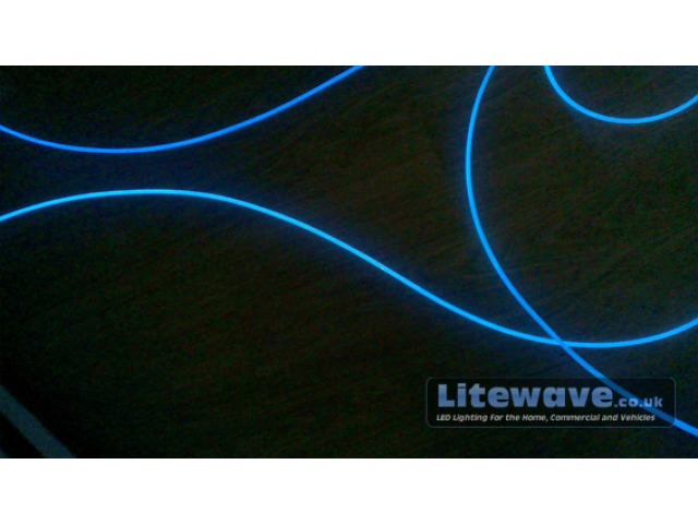 6mm Fibre Optic cable displaying deep blue
