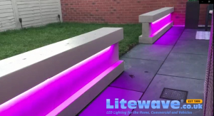 LED Glow under wall coping - pink