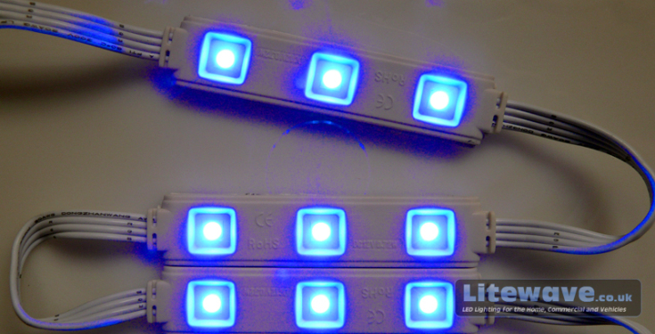 RGB LED Modules Displaying Blue