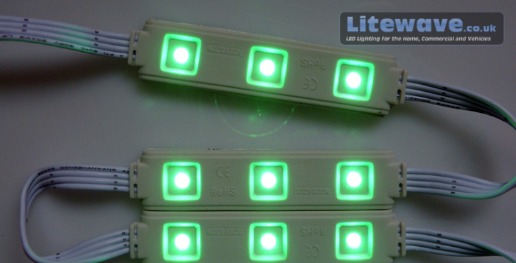 RGB LED Modules Displaying Green