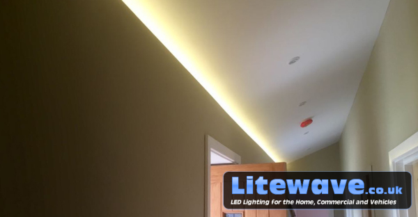 Sloping ceiling with LED Lights