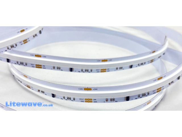 Close up of PCB of COB RGB Animated Strip