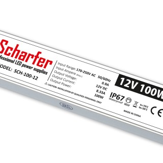 12vdc 8.33A (100w) Waterproof (IP67) - Scharfer Professional PSU