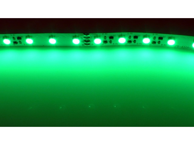 Constant current 60 LED/M RGB LED Strip displaying green