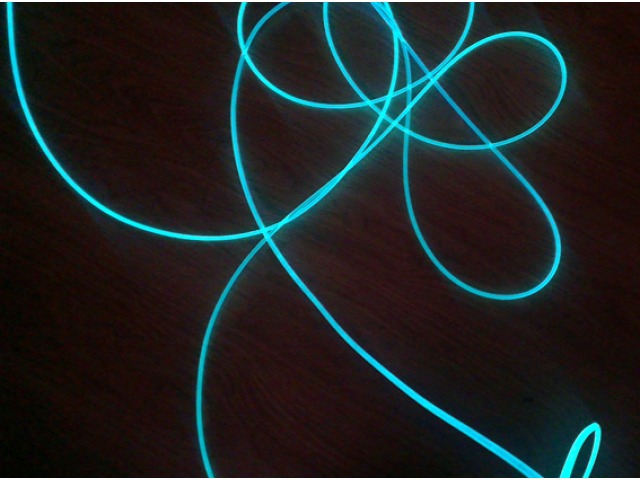 6mm Fibre Optic Cable displaying aqua