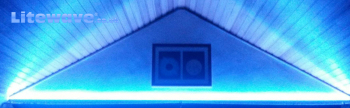 Pitched roof lighting with Litewave Pro LED Strip - Blue - photo taken at night