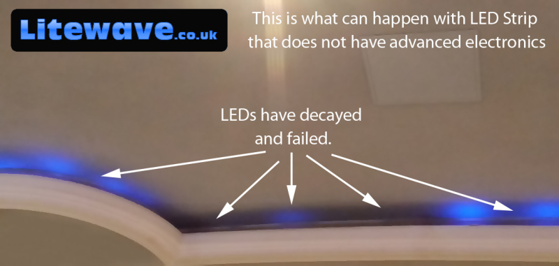 Poor quality LED Strip installation - LEDs have faded and failed