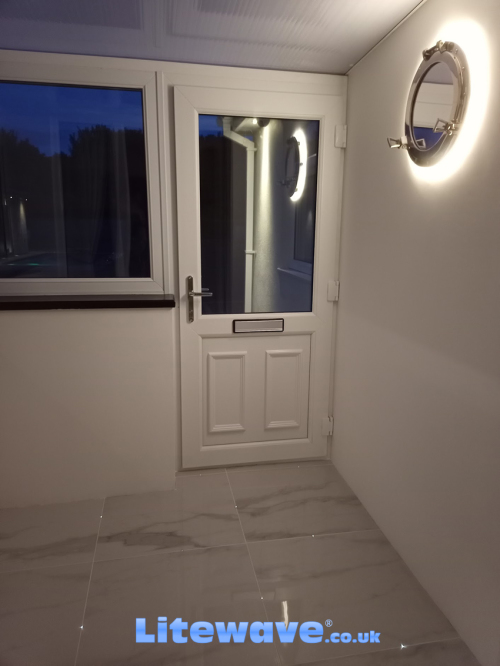 Mirror with LED Strips creating Halo Lighting effect