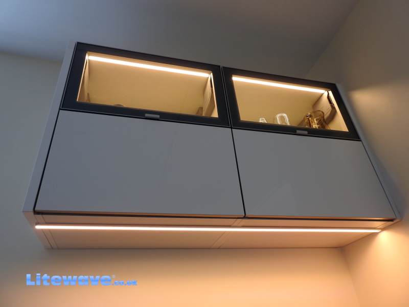 LED Strip Lightgs inside and underneath Kitchen Cabinets